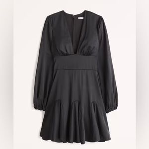NWT Abercrombie and Fitch Long Sleeve Satin Plunge Mini Dress